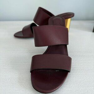 Salvatore Ferragamo Burgundy Sandals with Gold Heel